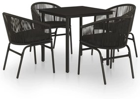 Set da pranzo per giardino 5 pz nero