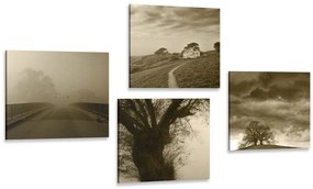 Set di quadri – Natura misteriosa in versione seppia
