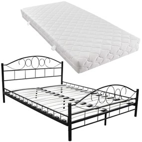 Letto con materasso nero in metallo 180x200 cm