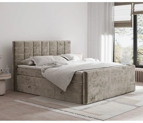 Letto boxspring marrone chiaro con contenitore 200x200 cm Ava – Maison de Rêve