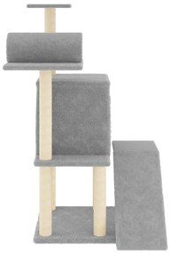 Albero per gatti con tiragraffi in sisal grigio chiaro 110,5 cm