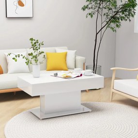Tavolino da salotto bianco lucido 96x50x45 cm legno multistrato