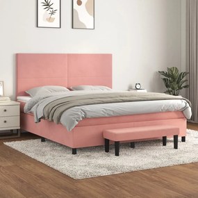 Giroletto A Molle Con Materasso Rosa 160x200 Cm İn Velluto /