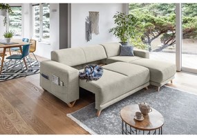 Divano angolare beige allungabile e con contenitore Classy Sophie – Miuform