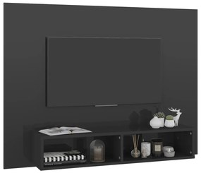 Mobile TV a Muro Grigio Lucido 120x23,5x90 cm Legno Multistrato