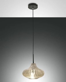 Lampadario Glamour Budelli nero paralume beige E27 LA MIA LUCE