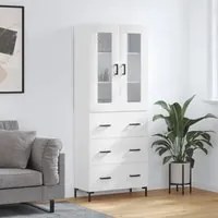 Credenza Bianco Lucido 69,5x34x180 cm in Legno Multistrato 3198403