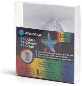 Aigostar - Stella decorativa natalizia LED RGBY, 10x LED / 3x AA