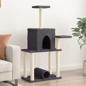 Albero per gatti con tiragraffi in sisal grigio scuro 122 cm