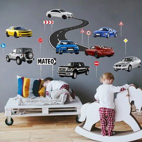 Adesivo da parete per bambini – Auto con nome

 | Inspio