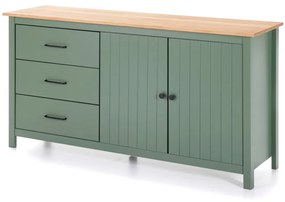 Cassettiera bassa in legno di pino di colore verde-naturale 150x80 cm Miranda - Marckeric