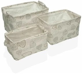 Set di Cestini Versa Cozy Cuori Poliestere Tessile 3 Pezzi (25 x 22 x 35 cm)