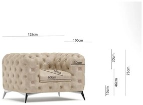 Poltrona beige con rivestimento in velluto Chelsea – Ropez