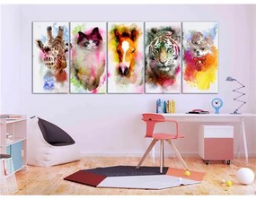 Quadro Watercolour Animals (5 Parts) Narrow  Colore colorful, Dimensioni e Misure 225x90