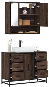 Set Mobili Da Bagno 2 Pz Rovere Marrone İn Legno Multistrato /