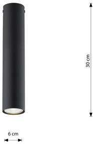 Plafoniera Moderna Faretto Tecno 1 Luce Acciaio Nero 30 Cm