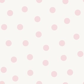 Carta da parati Geometrico POIS rosa e bianco, 53 cm x 10.05 m