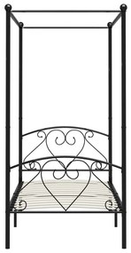 Letto a baldacchino nero in metallo 120x200 cm