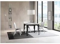 Tavolo da Pranzo Paxon Libra 90x90 Allungato 90x180 in Nobilitato e Ferro Colore: Bianco Frassinato