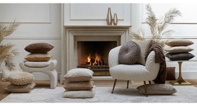 Sgabello crema in tessuto bouclé Nafya - Light &amp; Living