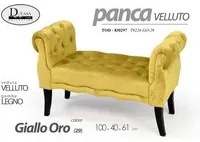 Panca in velluto giallo gambe in legno