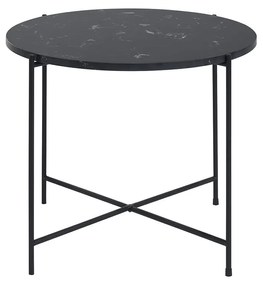 Tavolino da salotto rotondo design nero in marmo e metallo D52 cm SARDA