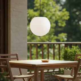 Lampada a sospensione da esterno Lindby Alea, bianco, plastica, Ø 38 cm