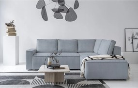 Divano letto angolare in velluto a coste grigio chiaro Brave Dave - Miuform