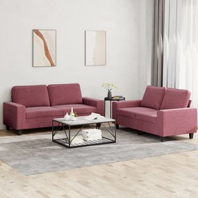 Set Di Divani 2 Pz Rosso Vino İn Tessuto /