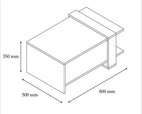 Tavolino GAYE 35x80 cm marrone/bianco