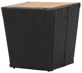 Tavolino nero 41,5x41,5x43 cm in polyrattan e legno di acacia