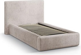 Letto singolo imbottito beige con contenitore con rete inclusa 90x200 cm Amy – Micadoni