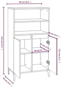 Credenza Rovere Fumo 60x36x110 cm in Legno Multistrato