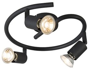 Faretto industriale nero con curva 3 luci - Jeany