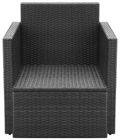 Sedia da Giardino con Cuscini in Polyrattan Nero