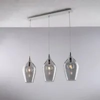 Lampadario Binario Contemporaneo Ares Grigio Fum 3 Luci E27