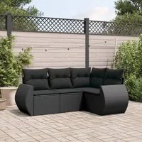 Set Divani da Giardino 4 pz con Cuscini Nero in Polyrattan 3221304