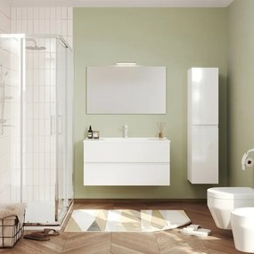 Pensile bagno sospeso bianco lucido H 136 cm ante reversibili soft-close Easy
