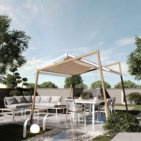 Gazebo Oxia in acciaio struttura beige, copertura ecru L 300 x P 400 x H 279 cm