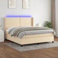 Letto a Molle con Materasso e LED Crema 180x200 cm in Tessuto 3138258