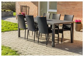 Set da pranzo da giardino per 6 persone con sedia Paris nera e tavolo Viking, 90 x 205 cm Viking &amp; Paris - Bonami Selection