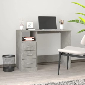 Scrivania Cassetti Grigio Cemento 102x50x76cm Legno Multistrato /