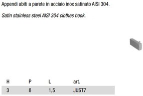 Antonio Lupi Just7 Appendiabiti a parete in acciaio Inox satinato