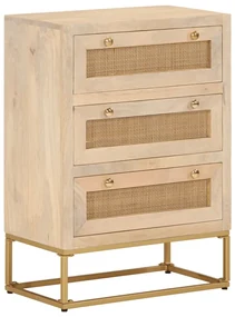 Cassettiera 55x30x76 Cm İn Legno Massello Di Mango E Ferro /
