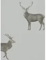 Hirsch Tapete Evesham Deer von Sanderson - Silver Grey