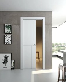 Porta interna scorrevole Lione in legno laccato colore bianco, L 80 x H 210 cm, apertura reversibile