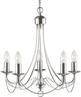 Lampadario Industrial-Nordico Maypole Acciaio Argento 5 Luci E14