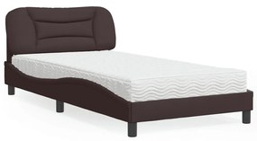 Letto con materasso marrone scuro 100x200 cm in tessuto