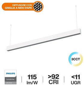 Lampada Lineare LED Sospesa 40W 120cm, UGR11, CCT, PHILIPS Certadrive Colore del corpo Bianco