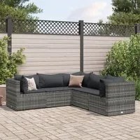 Set Divani da Giardino 5 pz con Cuscini in Polyrattan Grigio 3308122